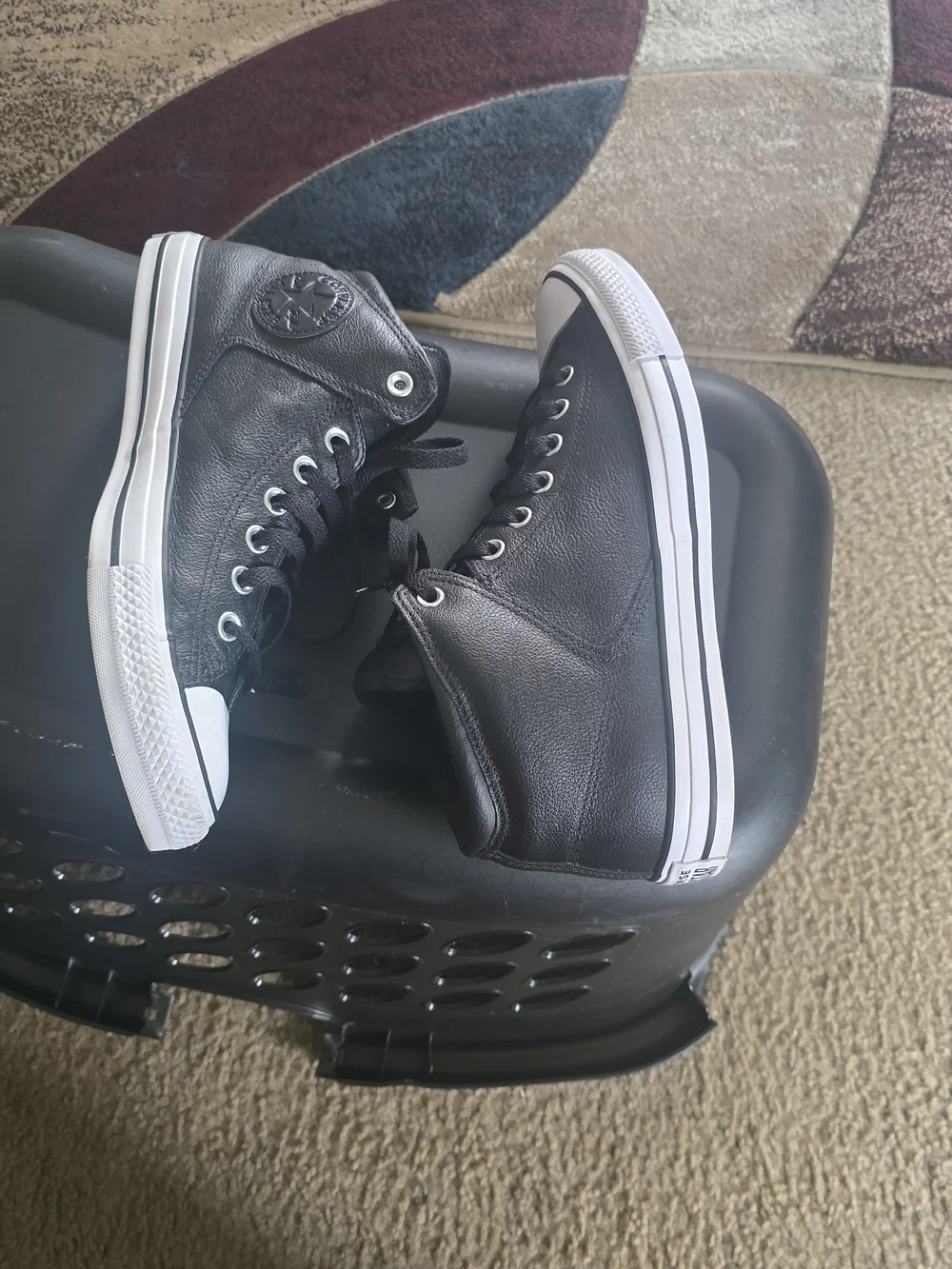 Converse High Street Black High-Top Leather Sneakers Mens Size 10/Wms Size 12 - Picture 6 of 10